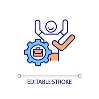 produktiv anställd prestanda rgb färgikon. glad arbetare. personalavdelning. arbete och företagsledning. isolerade vektor illustration. enkel fylld linjeritning. redigerbar linje