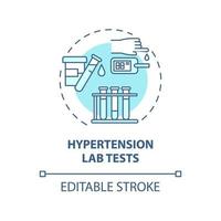 högt blodtryck lab tester konceptikon. högt blodtryck diagnos abstrakt idé tunn linje illustration. övervakning av organens funktion. vektor isolerade kontur färgritning. redigerbar linje