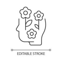 lineares Symbol für positive Denkweise. optimistische Haltung. Können, das zum Erfolg führt. dünne linie anpassbare illustration. Kontursymbol. Vektor isoliert Umrisszeichnung. editierbarer Strich