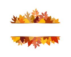 Vector Illustration des verschiedenen bunten Herbstlaubs mit Fahne auf weißem Hintergrund