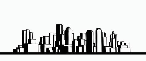 modernes Stadtbild Skyline Umriss Doodle Zeichnung auf weißem Hintergrund. vektor