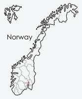 norge karta frihandsteckning på vit bakgrund. vektor