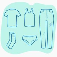 Modeartikel-Symbole, T-Shirt, Socken, Tanktop, Unterhemd, Socken, Jeansumriss