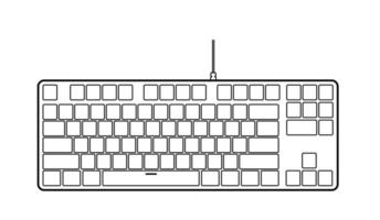 tkl gaming pc mechanische tastatur schwarzer umriss in isoliert, symbol, logo, symbol vektor