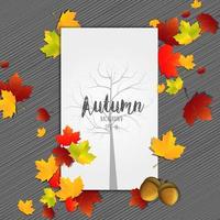 Herbstlaubrahmen mit Baumschattenbild auf Mittelpapier vektor