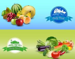 frukt och grönsaker designmall vektor