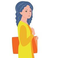 Frau mit einer Tasche in einem Geschäft oder Supermarkt. Verkauf vektor