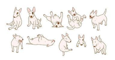 cartoon bullterrier hund illustrationssatz
