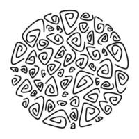 Spiralmuster schwarz. ein abstraktes Retro-Muster aus geometrischen Formen. eine geometrische Welle des Kreishintergrundes. Vektor abstraktes nahtloses Muster mit einer handgezeichneten runden Spiralform, die mit einem Pinsel gemacht wurde.