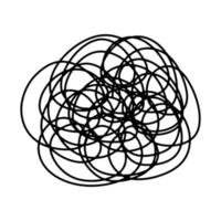 Gekritzelchaos handgezeichnet. schwarze handgezeichnete Linie abstrakte Kritzelform. Vektor-Doodle-Set Ellipsen, Verwicklungen, Linien, Kreise. Grunge runder Kritzelkreis. Schlaufenknoten isoliert vektor