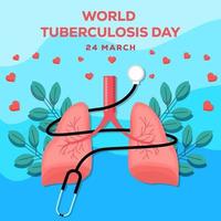 World tuberculosis day illustration med ett stetoskop lindat runt lungorna vektor