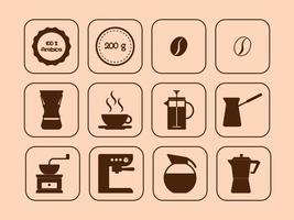 Kaffee-Symbole. Ideal zum Etikettieren von Kaffeeverpackungen.