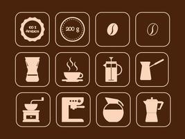 Kaffee-Symbole. Ideal zum Etikettieren von Kaffeeverpackungen. vektor