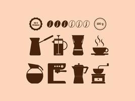 Kaffee-Symbole. Ideal zum Etikettieren von Kaffeeverpackungen. vektor