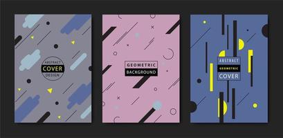 Vektorsatz Abdeckungen mit flachem geometrischem Muster, abstrakten Formen. Verwendung für Banner, Plakate, Poster, Flyer