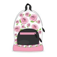 Damenrucksack, mit einer rosa Druckvektorillustration vektor