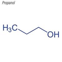 Vektor Skelettformel von Propanol antimikrobiell chemisch mol