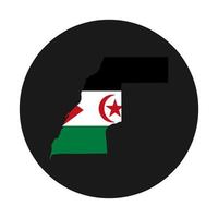 Westsahara-Kartensilhouette mit Flagge auf schwarzem Hintergrund vektor
