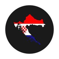 kroatien karta silhuett med flagga på svart bakgrund vektor