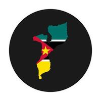 Mosambik Karte Silhouette mit Flagge auf schwarzem Hintergrund vektor