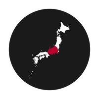 Japan-Karte-Silhouette mit Flagge auf schwarzem Hintergrund vektor