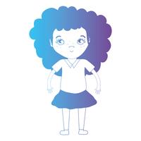 line avatar flicka med frisyr och kläder vektor