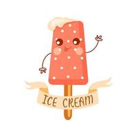 tecknad popsicle på en pinne. logotyp. vektor illustration.