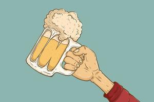 Hand, die Bierglas-Vektorillustration hält vektor