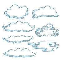 Gekritzelwolkensammlung auf weißem Hintergrund