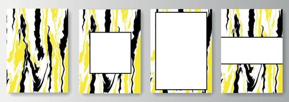 set samling av vita bakgrunder med flödande gula och svarta färger vektor