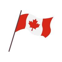 schwenkende Flagge des kanadischen Landes isoliert. rotes Ahornblatt auf Flagge. flache vektorillustration vektor