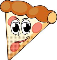 Pizza-Cartoon-Figur auf weißem Hintergrund vektor
