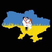 Ukraine-Karte mit Familie vektor