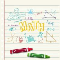 doodle matematisk formel med matematikteckensnitt på anteckningsboksidan vektor