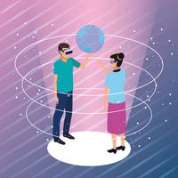 Paar spielt mit der virtuellen Realität vektor