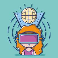 Mädchen mit 3D-Brille Technologie zur virtuellen Realität vektor