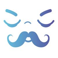 line kawaii söt öm ansikte med mustasch vektor