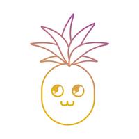 Linie kawaii niedliche glückliche Ananasfrucht vektor