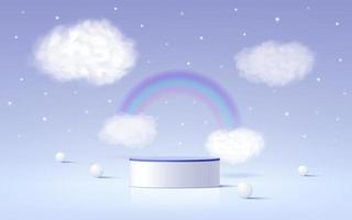 3d produkt podium med moln bakgrund. vektor