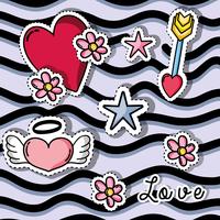 Patches Design mit Valentinstag Symbol der Liebe vektor