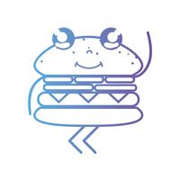 line kawaii söt glad hamburgare fastfood vektor