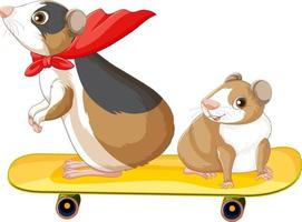 Zwei Hamster auf Skateboard vektor