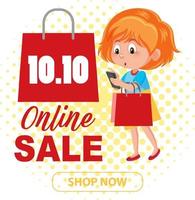 10.10 Summer Sale Promotion Banner mit einem glücklichen Mädchen vektor