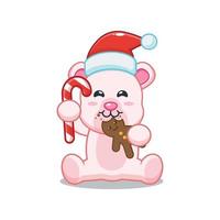 Süßer Eisbär, der Weihnachtsplätzchen und Süßigkeiten isst vektor