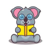 söt koala läsa en bok tecknad vektorillustration vektor