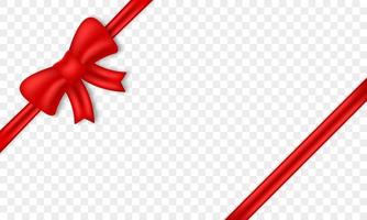 Satinschleife rot mit Klebeband auf transparentem Hintergrund. realistischer seidenknoten und streifen für geschenkweihnachtsferien. rot Wrap Dekoration vorhanden, Paket, Box, Karte. isolierte Vektorillustration. vektor