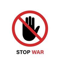 hand tecken stoppa krig. palm, röd fara förbud krig symbol. stoppa militär konflikt ikon. förbud, blockering, hindervåld och terrorism. anti krig gest symbol. isolerade vektor illustration.