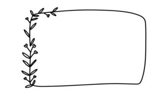doodle en ram handritad. fyrkantig doodle linje med hjärtan, grenar för bröllop isolerade. vektor