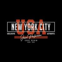 New York City Denim Streetwear T-Shirt und Kleidung vektor