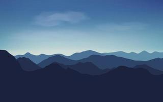 silhuetter av panoramautsikt över bergen landskap vektor